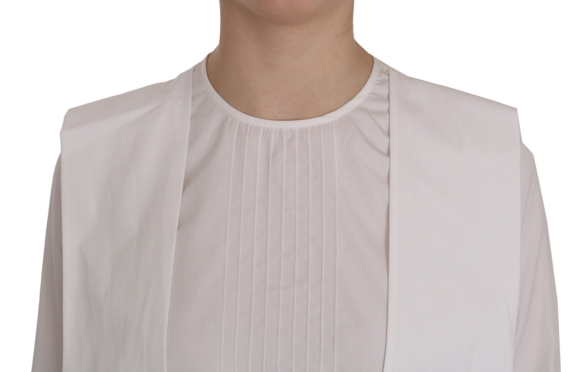 Dsquared² White Crew Neck Long Sleeve Cotton Blouse