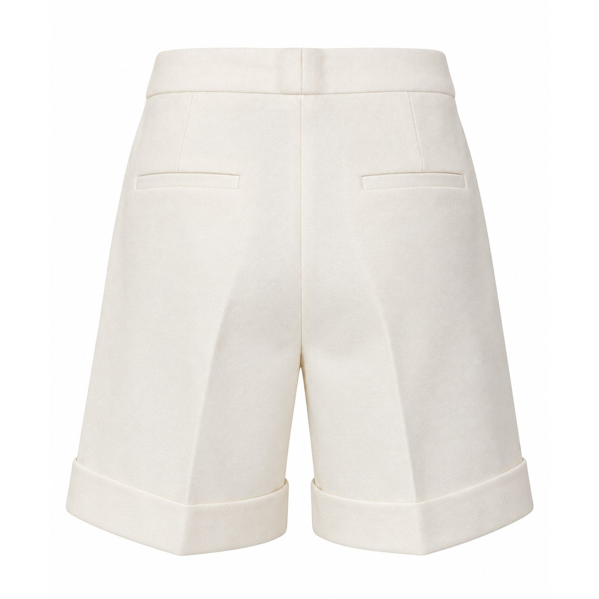Peserico White High Waisted Pleated Turn Up Cuff Shorts