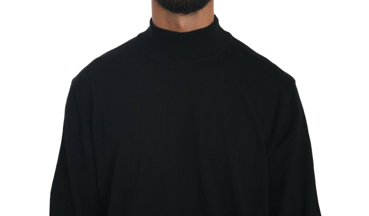 MILA SCHÖN Black Turtle Neck Pullover Top Virgin Wool Sweater