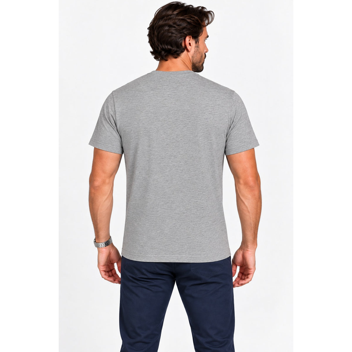 Burberry Gray Crew Neck Embroidered Archive Logo T Shirt
