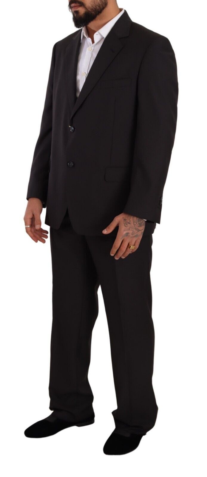 Domenico Tagliente Gray Polyester Single Breasted Formal Suit