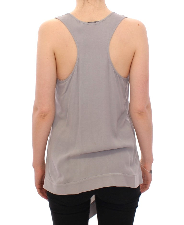 Comeforbreakfast Gray Viscose Tank Top Shirt Blouse