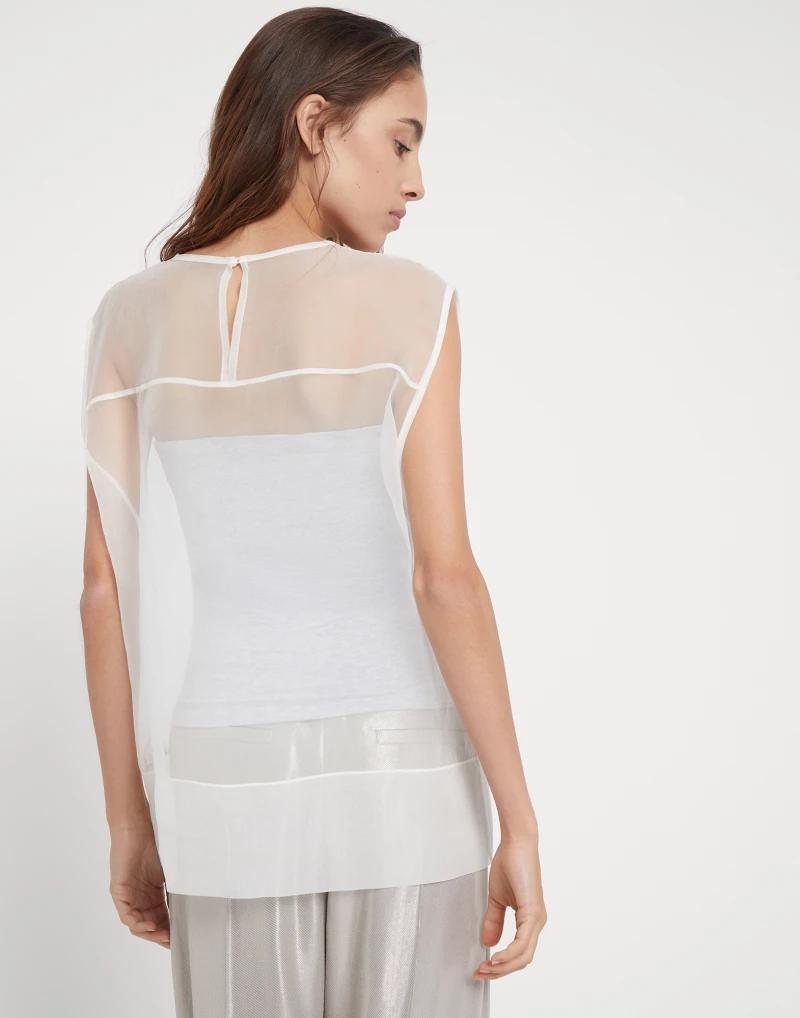 BRUNELLO CUCINELLI WOMEN'S SHEER OVERLAY SLEEVELESS TOP