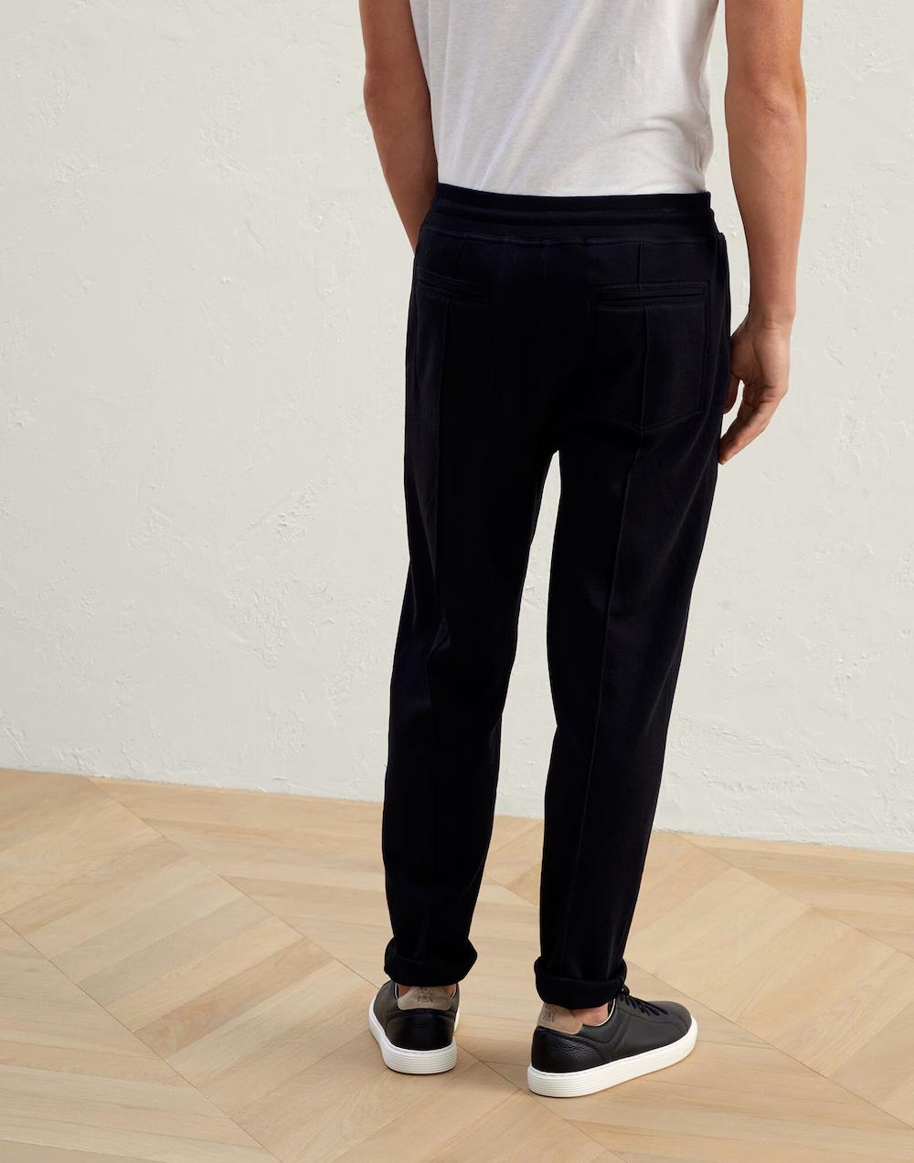 BRUNELLO CUCINELLI MEN'S BLACK TAILORED DRAWSTRING TROUSERS