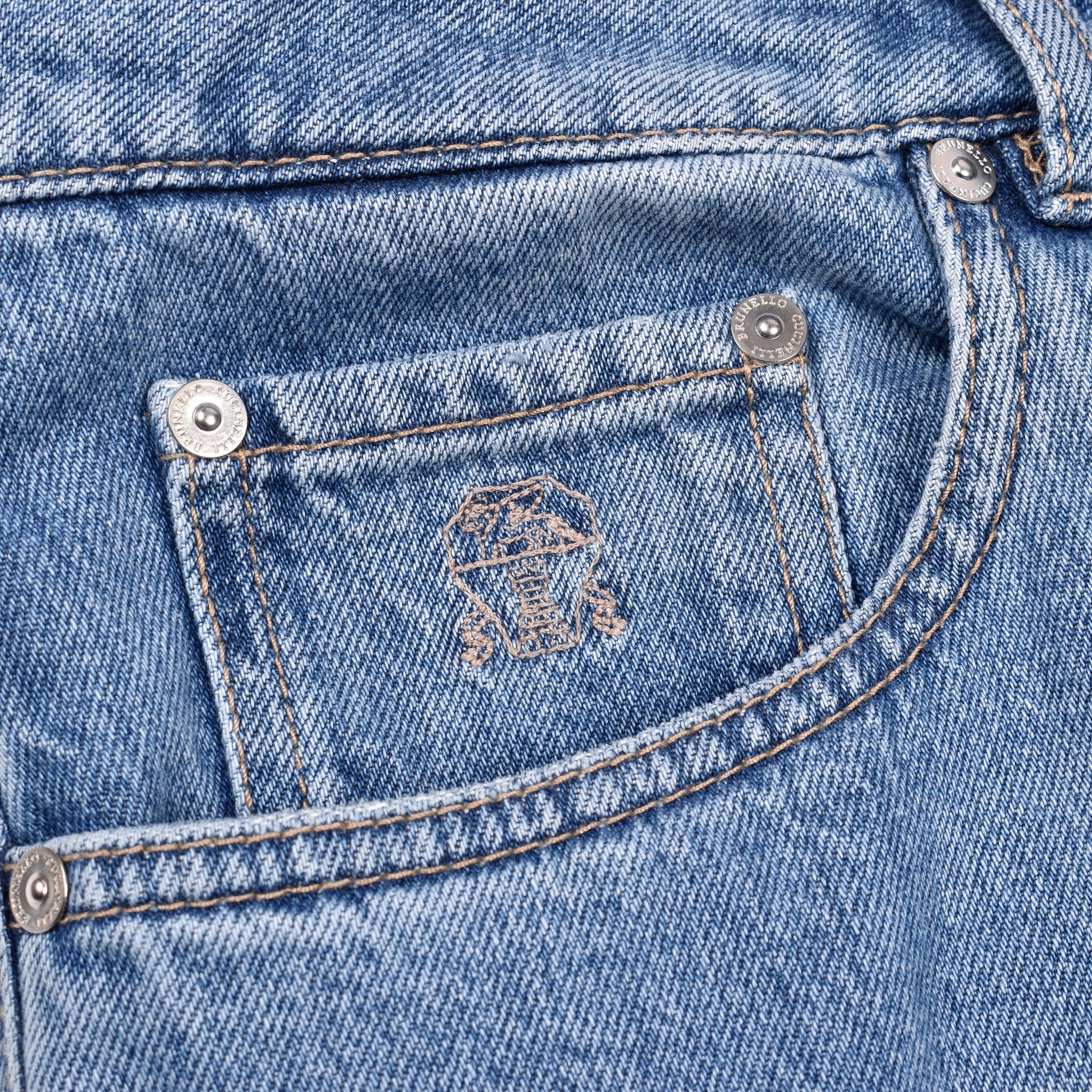 BRUNELLO CUCINELLI MEN'S BLUE DENIM STYLE TROUSERS