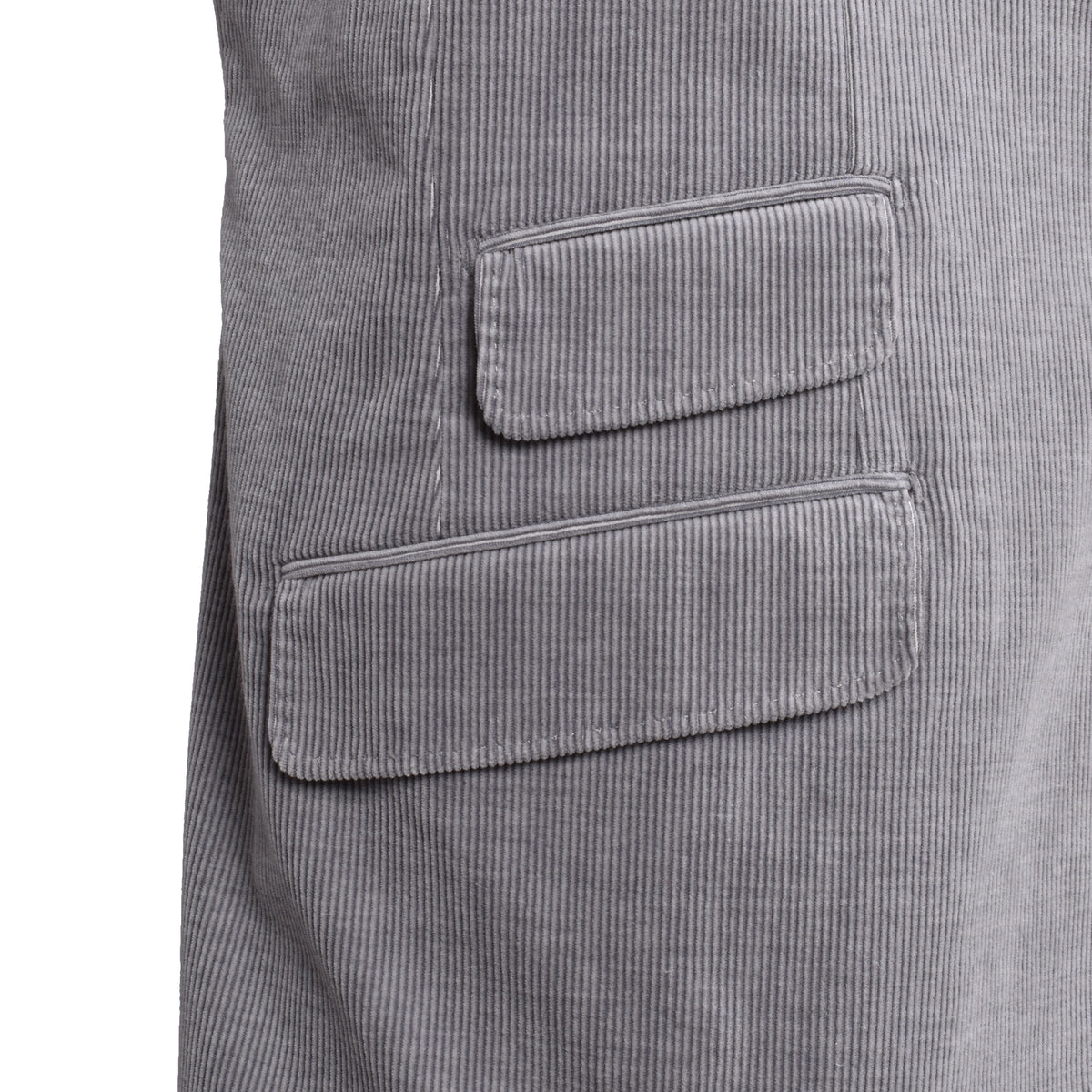 BRUNELLO CUCINELLI MEN'S GRAY WOOL BLEND CORDUROY TWO BUTTON BLAZER