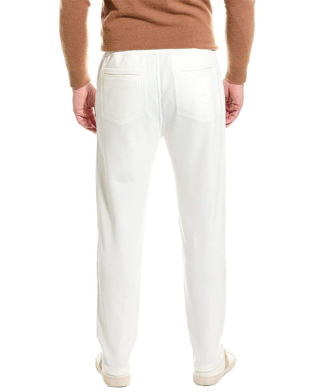 BRUNELLO CUCINELLI MEN'S OFF WHITE COTTON DRAWSTRING TROUSERS