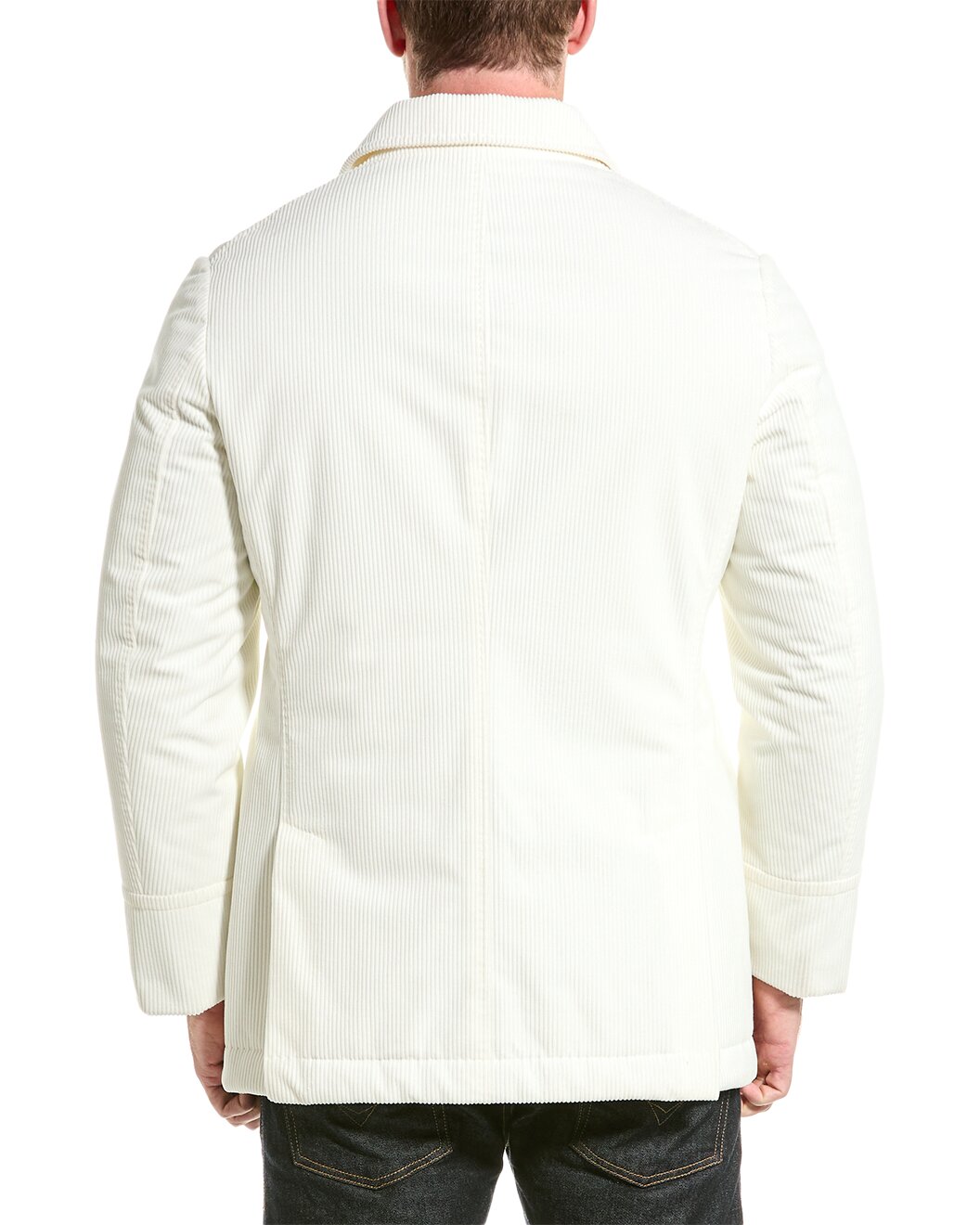 BRUNELLO CUCINELLI MEN'S WHITE CORDUROY DOUBLE BREASTED JACKET