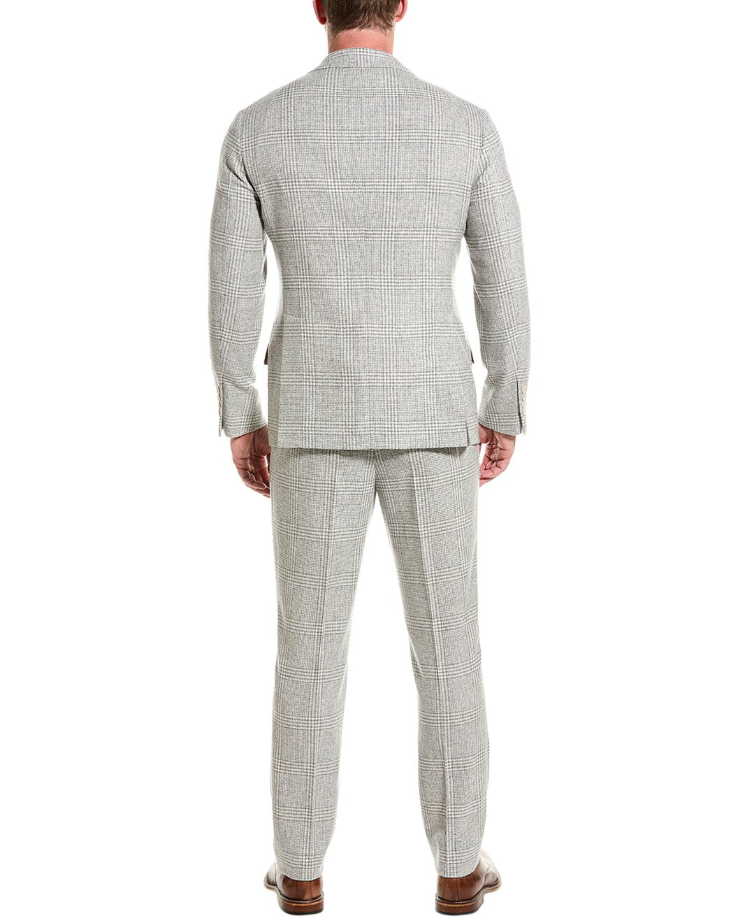 BRUNELLO CUCINELLI MEN'S LIGHT GREY WOOL SUIT