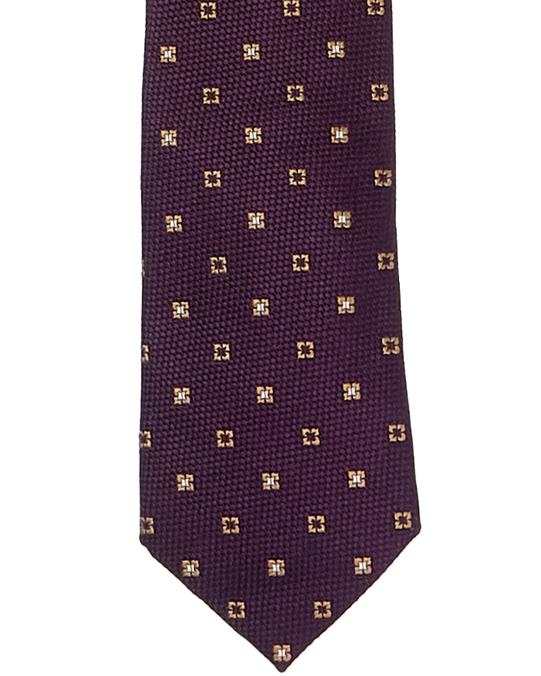 BRUNELLO CUCINELLI MEN'S PLUM SILK GEOMETRIC PATTERNED TIE