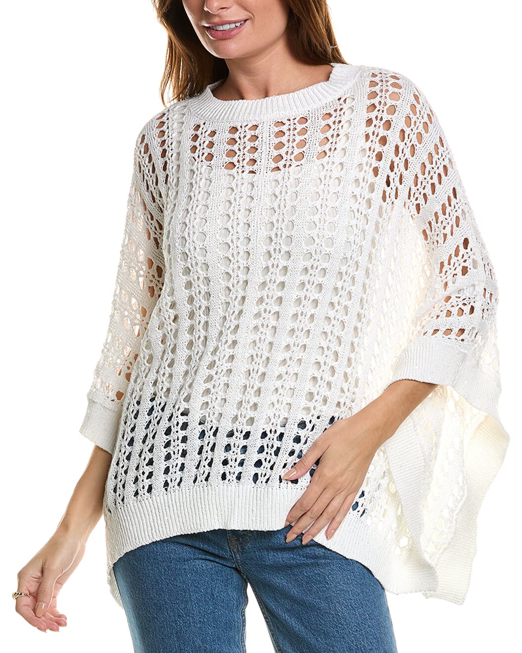 BRUNELLO CUCINELLI WOMEN'S WHITE OPEN KNIT SWEATER
