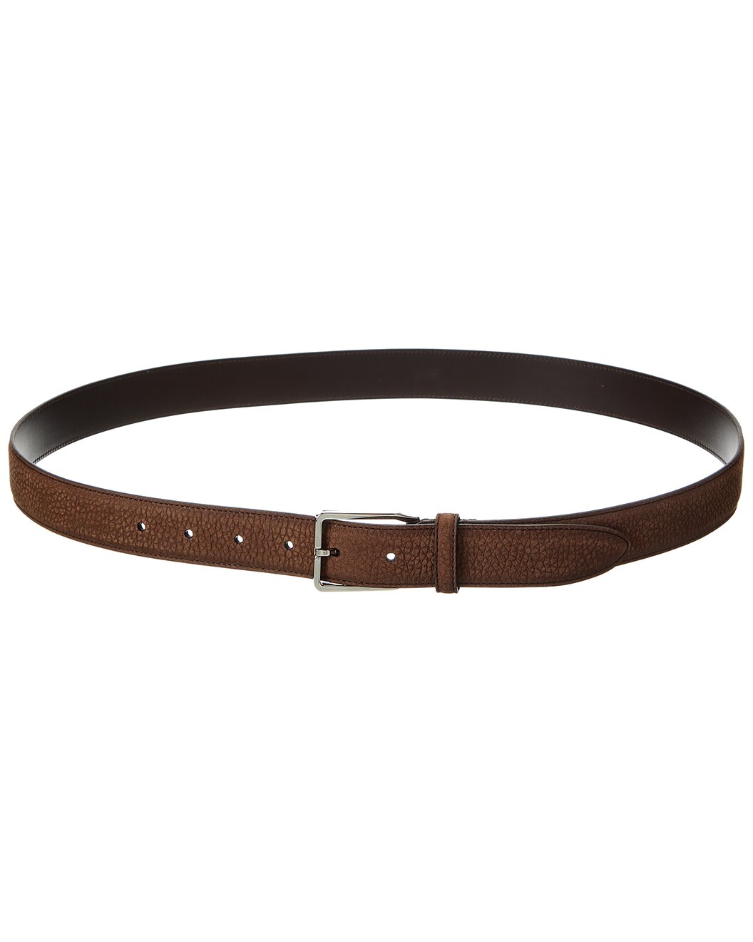 BRUNELLO CUCINELLI MEN'S BROWN TEXTURED LEATHER BELT