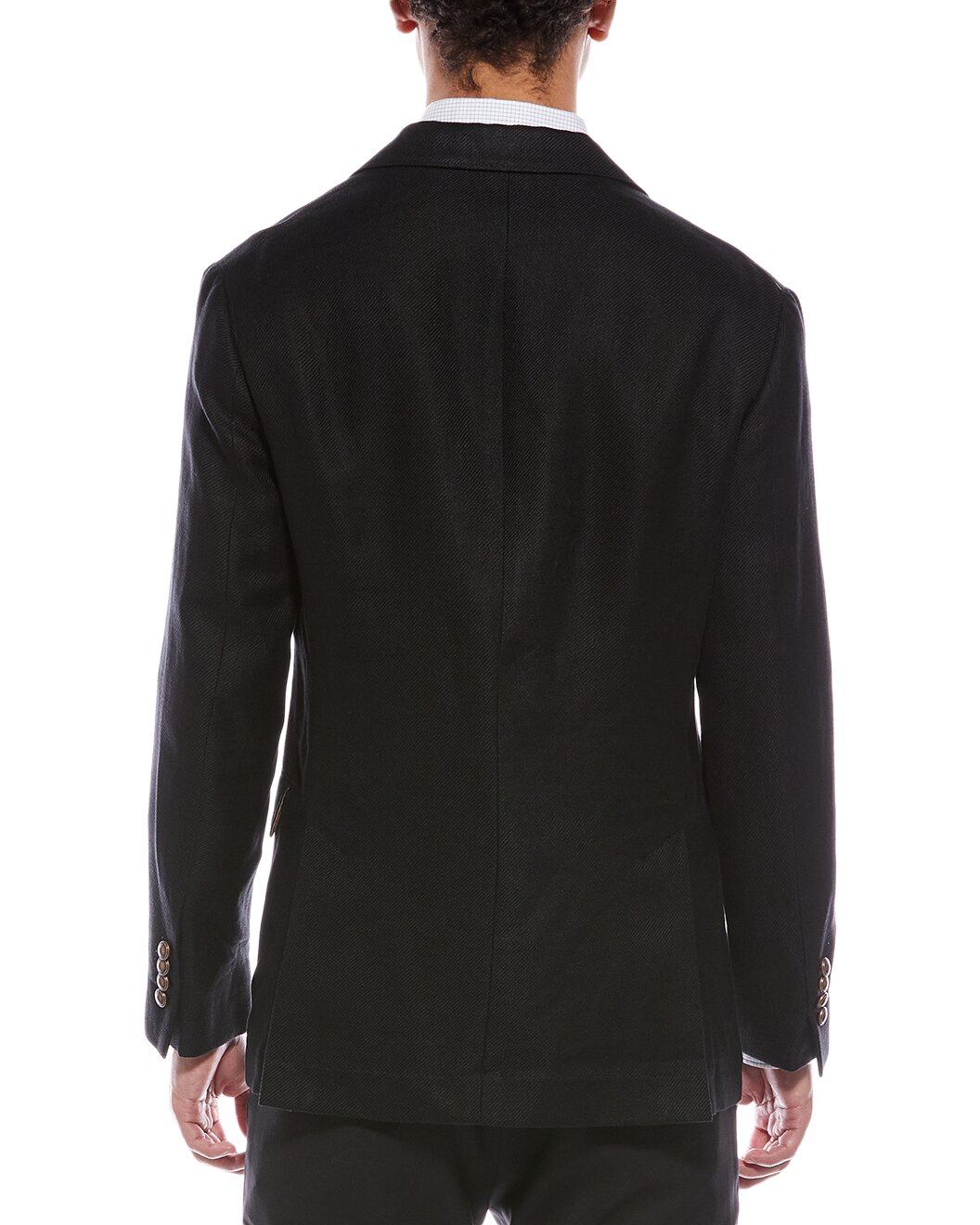 BRUNELLO CUCINELLI MEN'S BLACK LINEN WOOL BLAZER