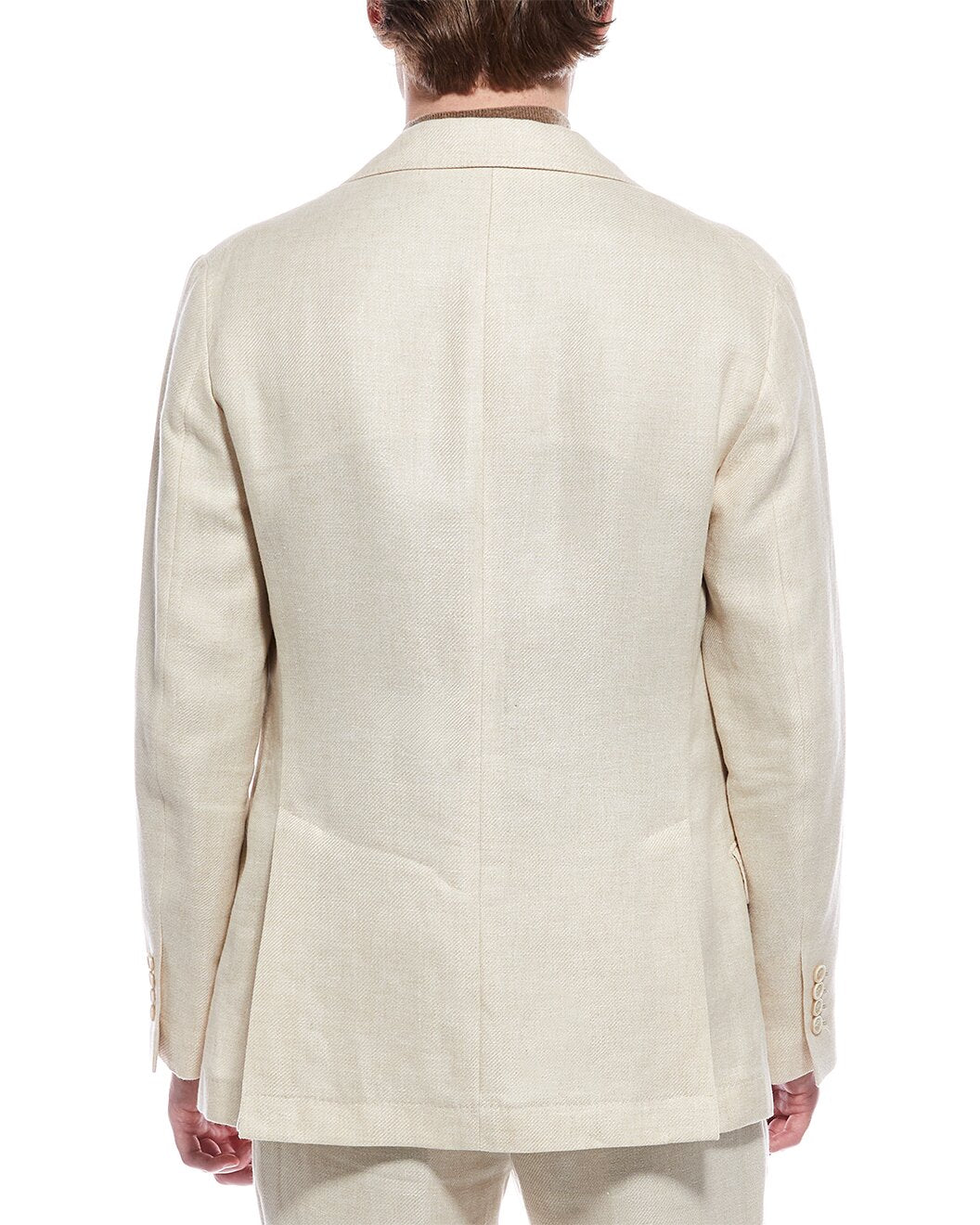 BRUNELLO CUCINELLI MEN'S IVORY LINEN WOOL BLEND BLAZER
