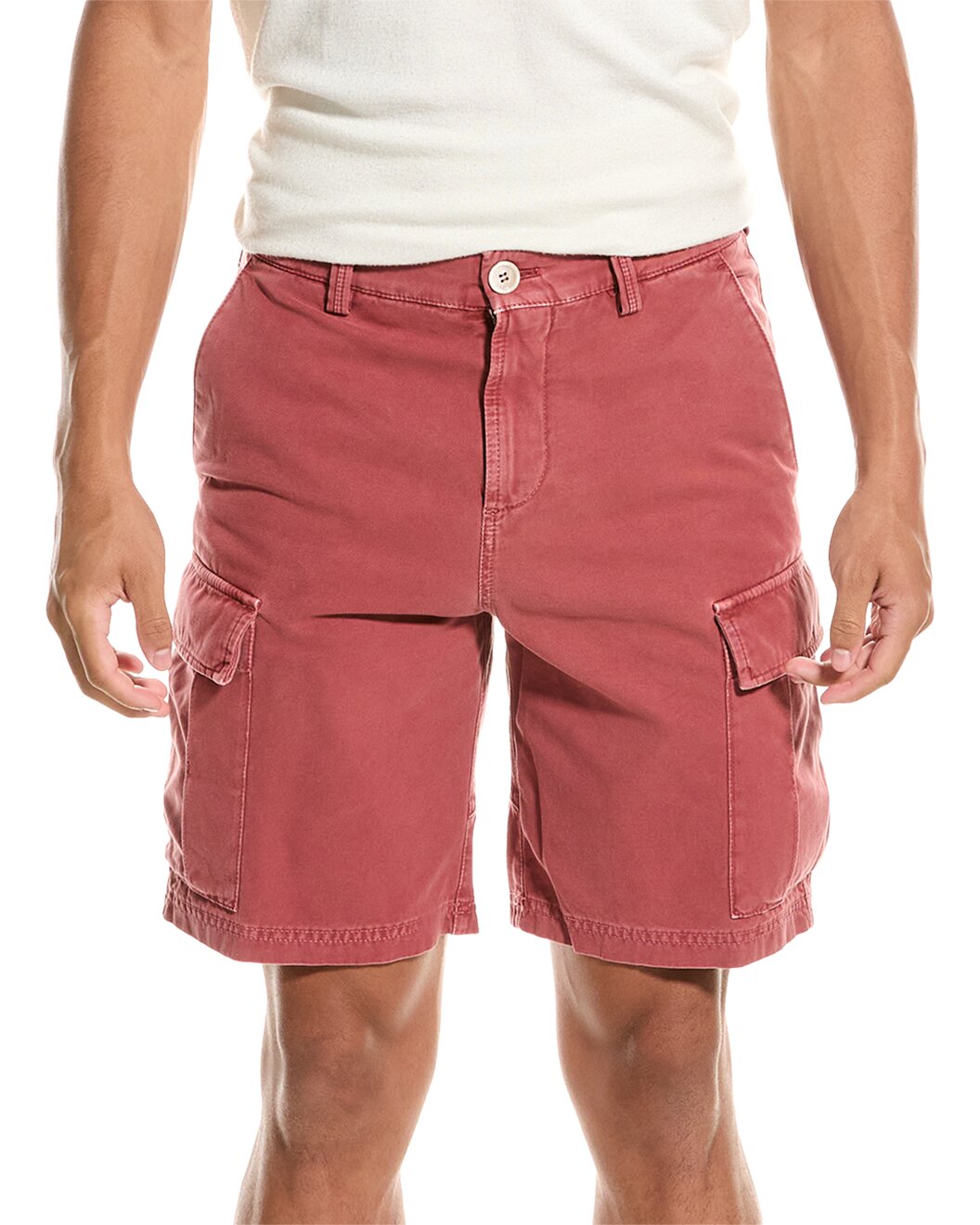 BRUNELLO CUCINELLI MEN'S DARK RED COTTON SHORTS