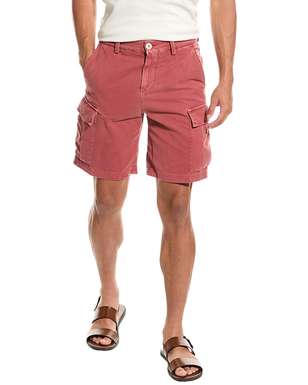 BRUNELLO CUCINELLI MEN'S DARK RED COTTON SHORTS