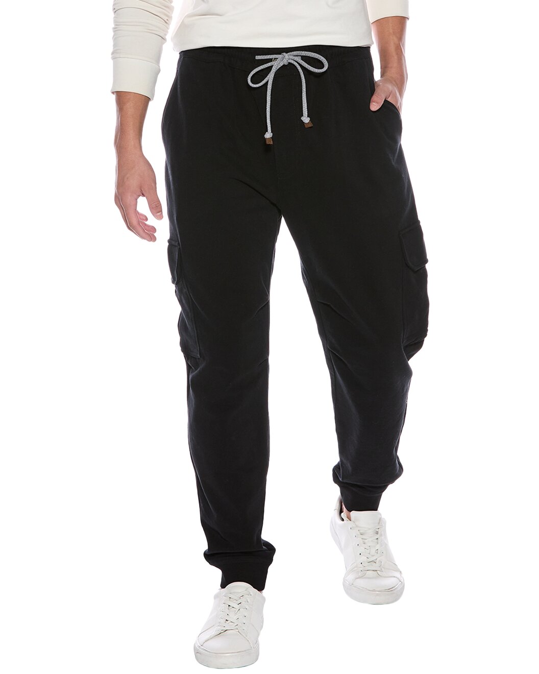 BRUNELLO CUCINELLI MEN'S BLACK CARGO DRAWSTRING TROUSERS