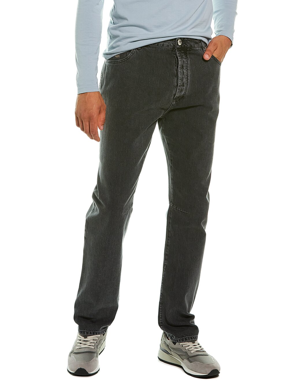 BRUNELLO CUCINELLI MEN'S DARK GREY DENIM TROUSERS