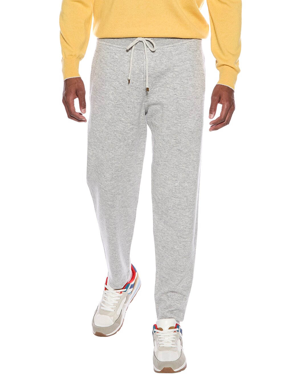 BRUNELLO CUCINELLI MEN'S LIGHT GREY KNIT TROUSERS