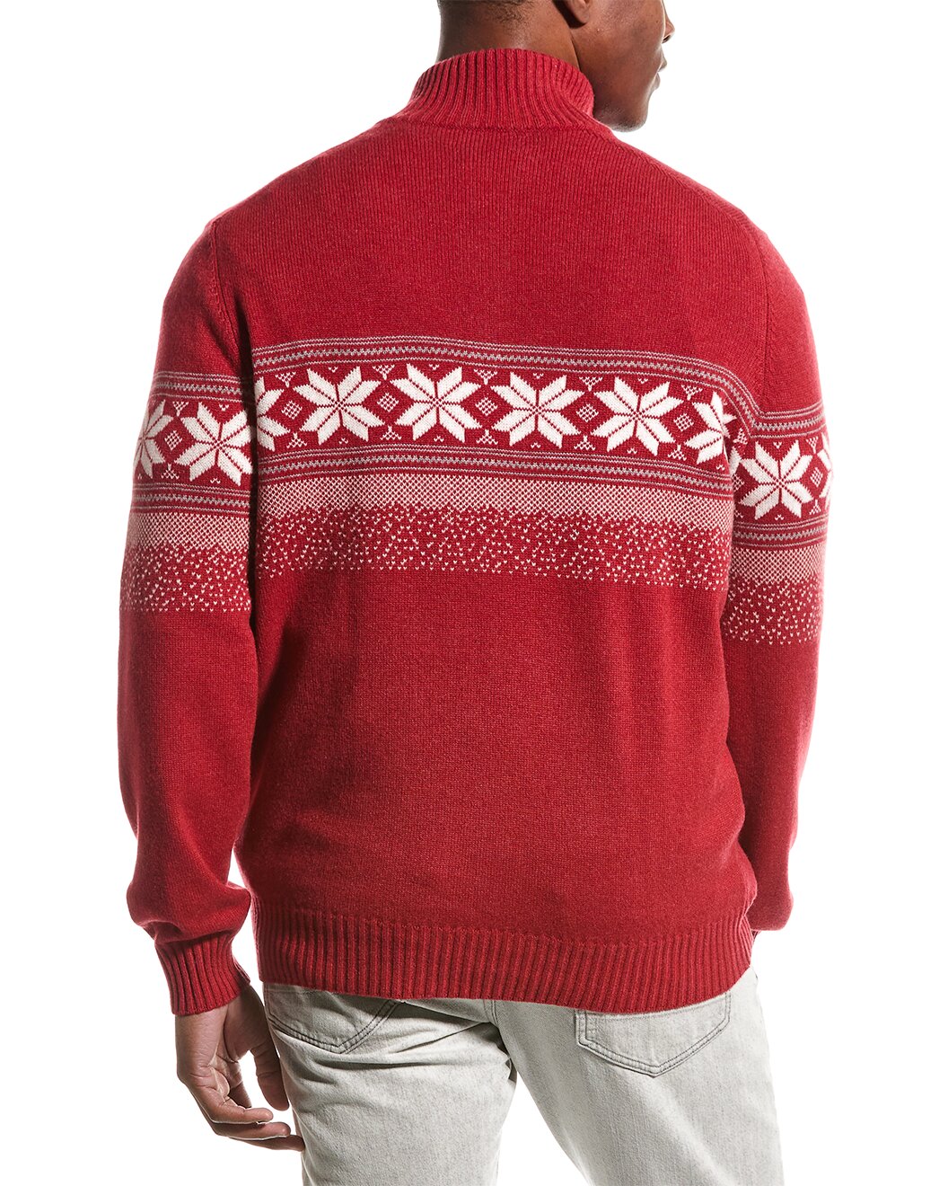 BRUNELLO CUCINELLI MEN'S RED WOOL ZIP SWEATER