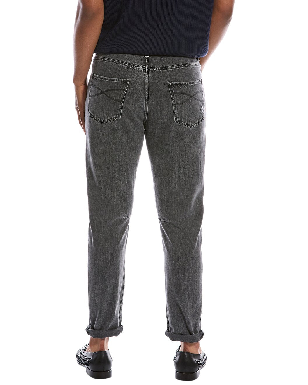 BRUNELLO CUCINELLI MEN'S MEDIUM GRAY DISTRESSED JEANS