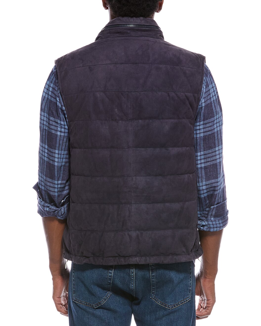 BRUNELLO CUCINELLI MEN'S DARK BLUE LEATHER JACKET