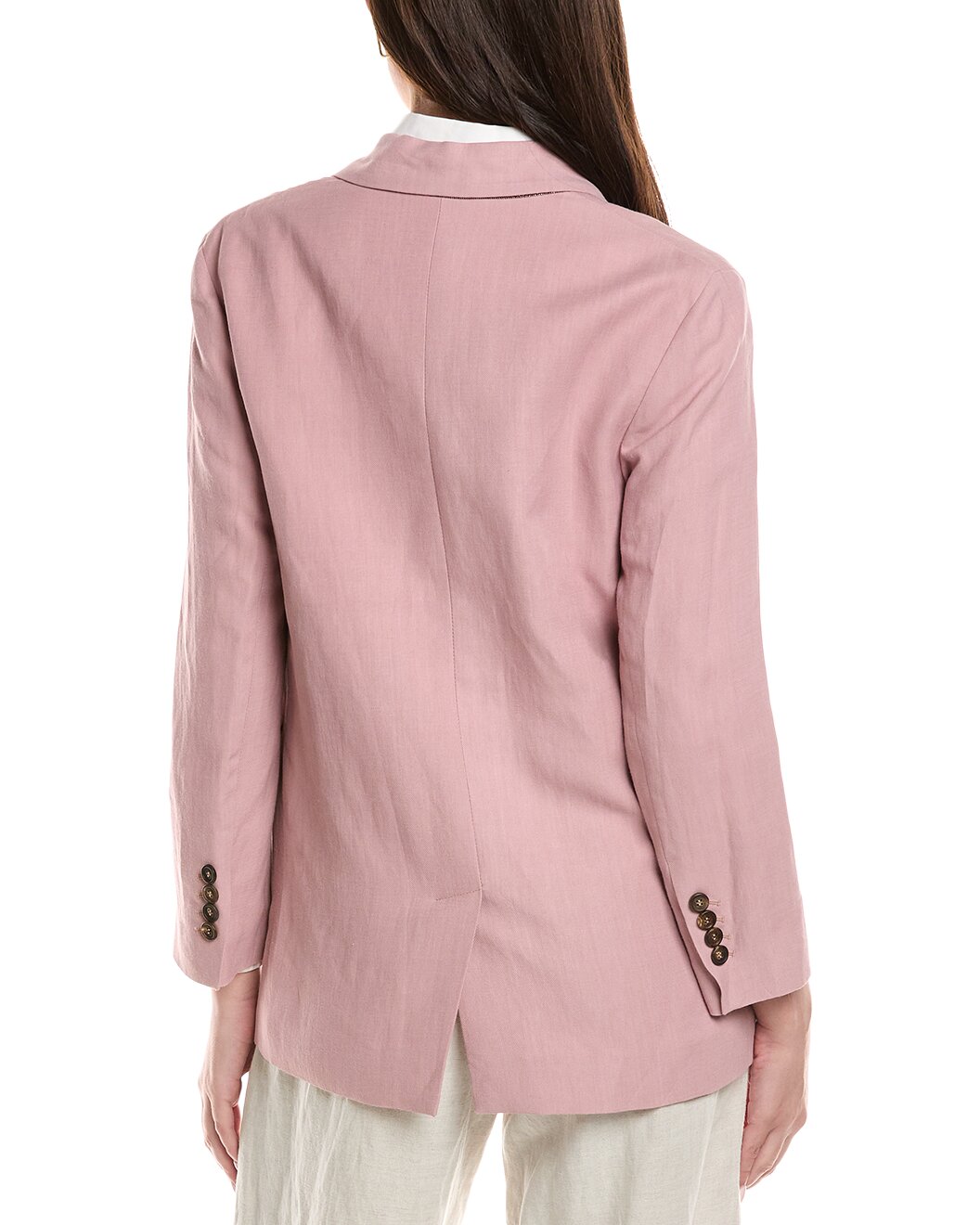 BRUNELLO CUCINELLI WOMEN'S BLUSH TAILORED LINEN BLAZER