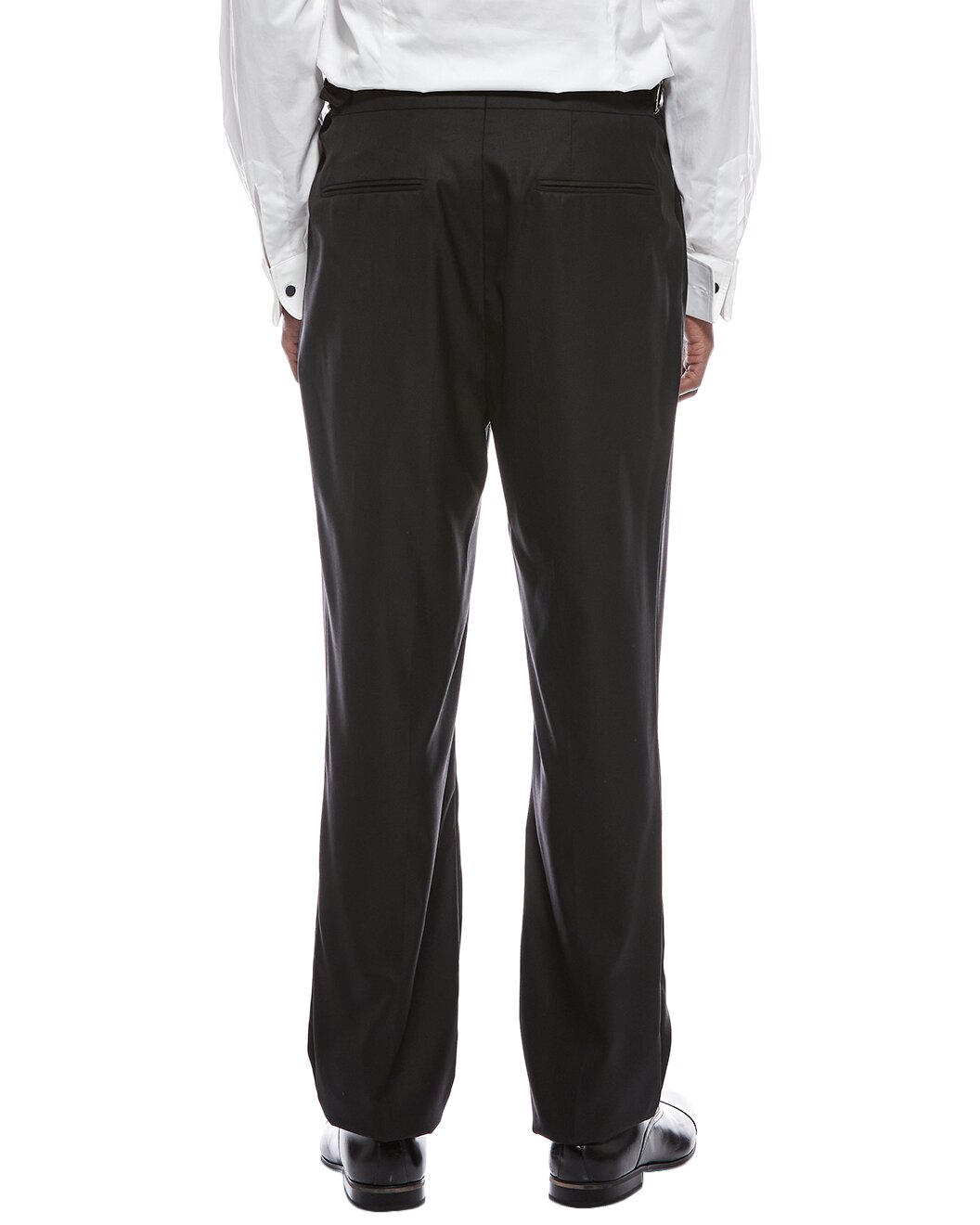 BRUNELLO CUCINELLI MEN'S BLACK PLEATED EVENING TROUSERS