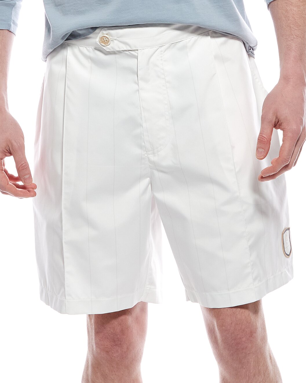 BRUNELLO CUCINELLI MEN'S WHITE TAILORED PLEATED SHORTS