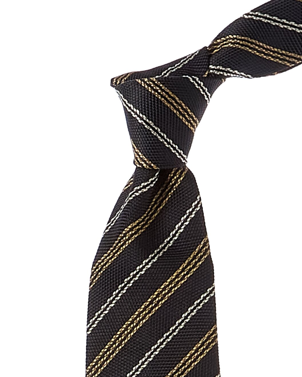 BRUNELLO CUCINELLI MEN'S BLACK STRIPED WOVEN TIE