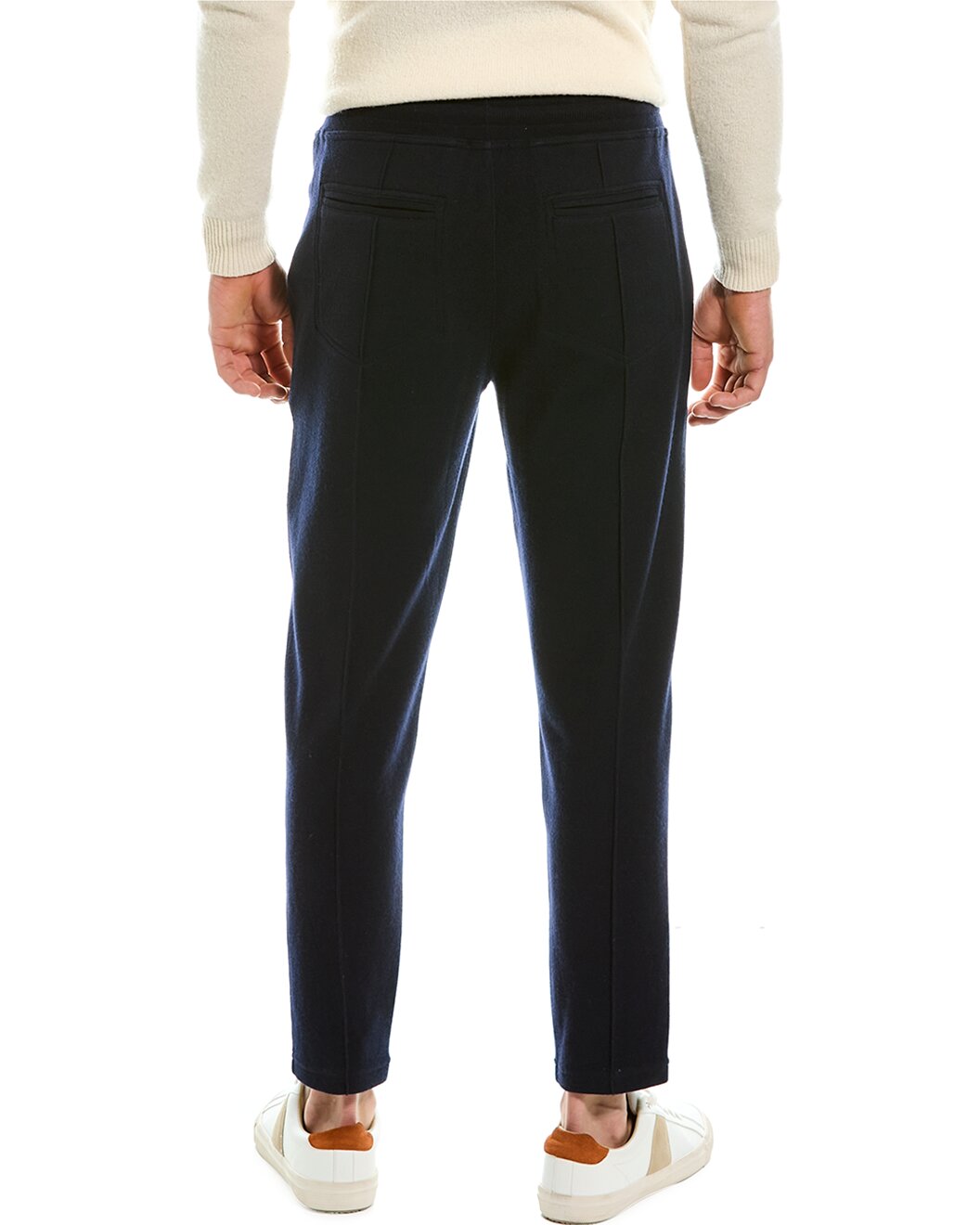 BRUNELLO CUCINELLI MEN'S NAVY WOOL BLEND TROUSERS