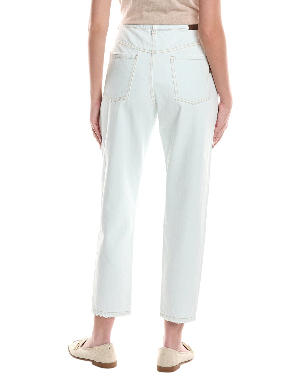 BRUNELLO CUCINELLI WOMEN'S LIGHT BLUE COTTON TROUSERS