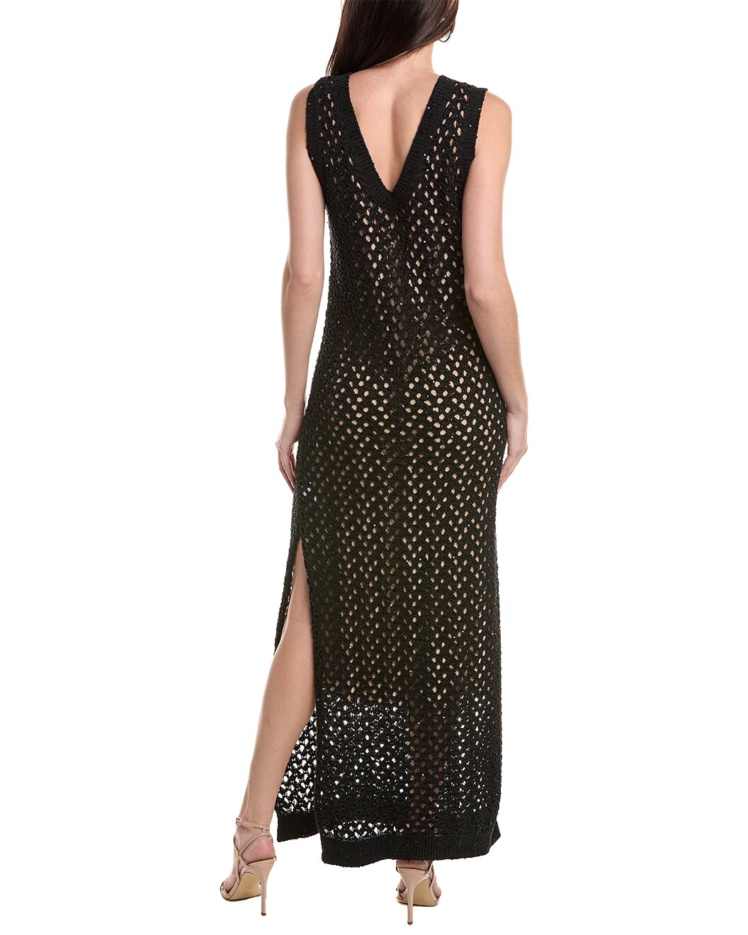 BRUNELLO CUCINELLI WOMEN'S BLACK LINEN SILK MAXI DRESS