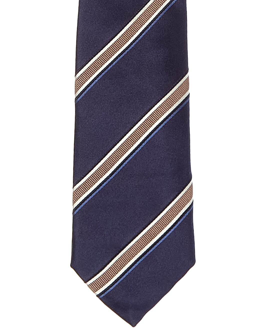BRUNELLO CUCINELLI MEN'S NAVY SILK COTTON STRIPED TIE