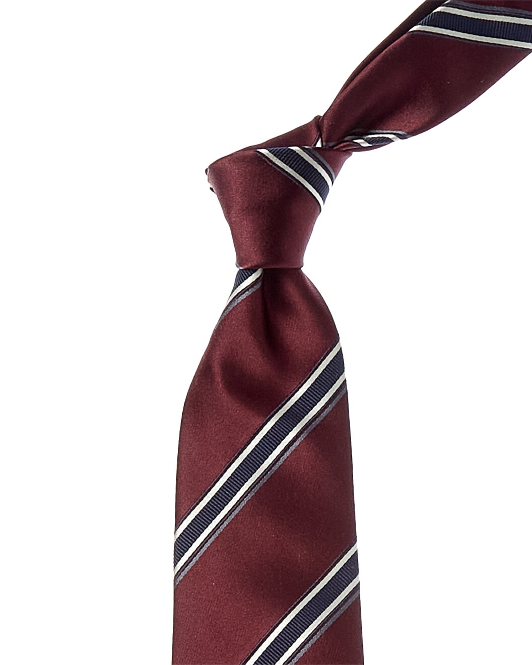 BRUNELLO CUCINELLI MEN'S RED SILK STRIPED TIE