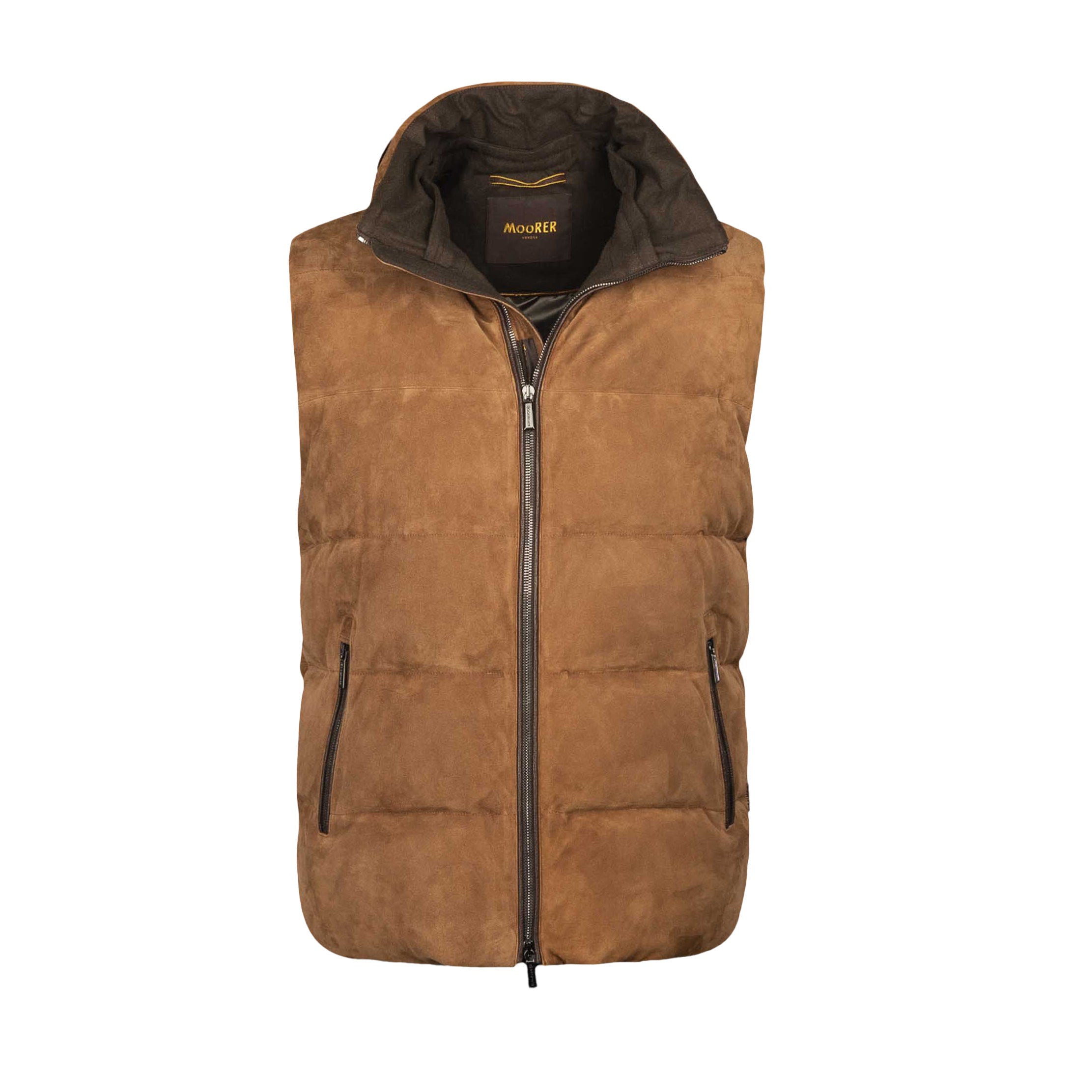 MOORER MEN'S BROWN SUEDE PADDED JACKET