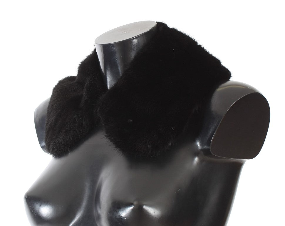 Dolce & Gabbana Black Mink Fur Shoulder Collar Scarf