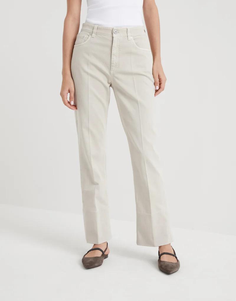 BRUNELLO CUCINELLI WOMEN'S IVORY STRAIGHT LEG TROUSERS