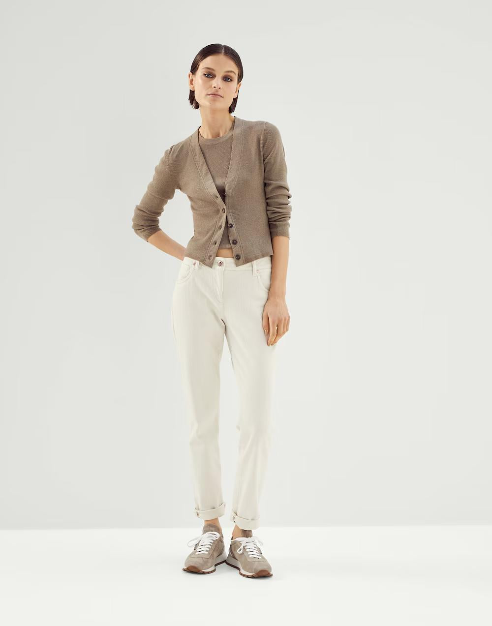 BRUNELLO CUCINELLI WOMEN'S CARIBOU WOOL BLEND BUTTON FRONT SWEATER