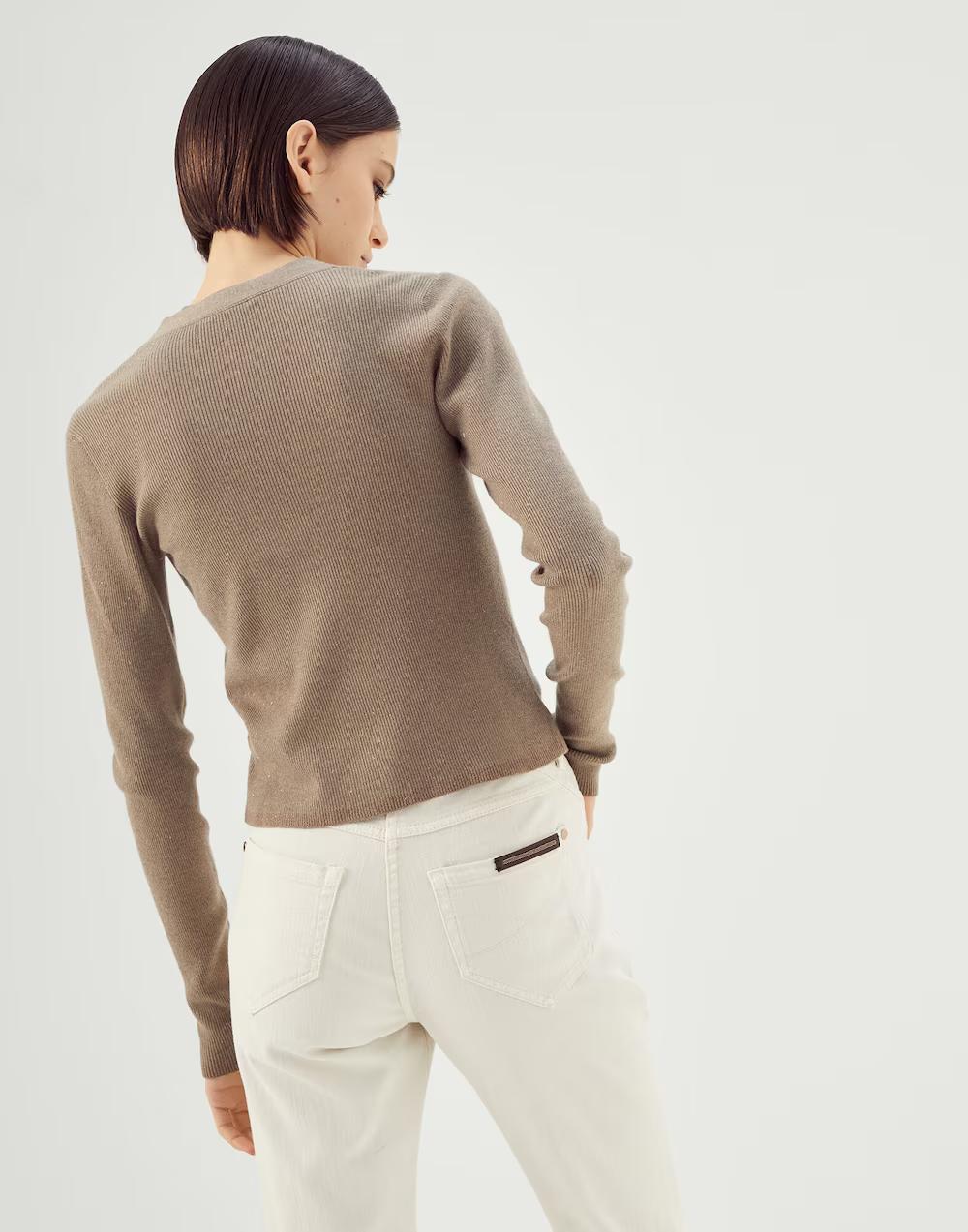 BRUNELLO CUCINELLI WOMEN'S CARIBOU WOOL BLEND BUTTON FRONT SWEATER