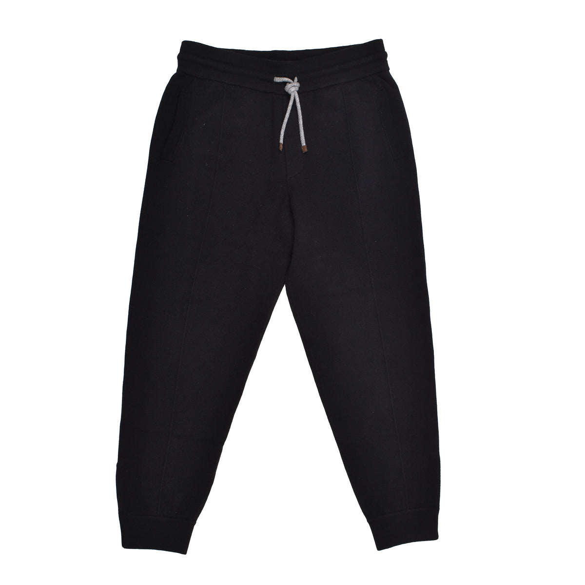 BRUNELLO CUCINELLI MEN'S BLACK WOOL KNIT SWEATPANTS