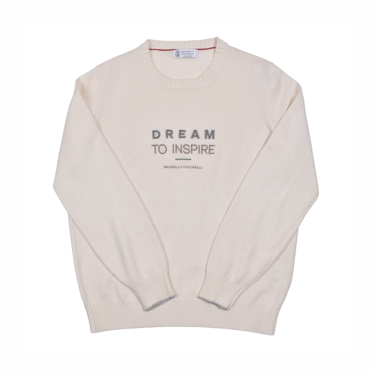 BRUNELLO CUCINELLI MEN'S OFF WHITE CASHMERE CREWNECK SWEATER