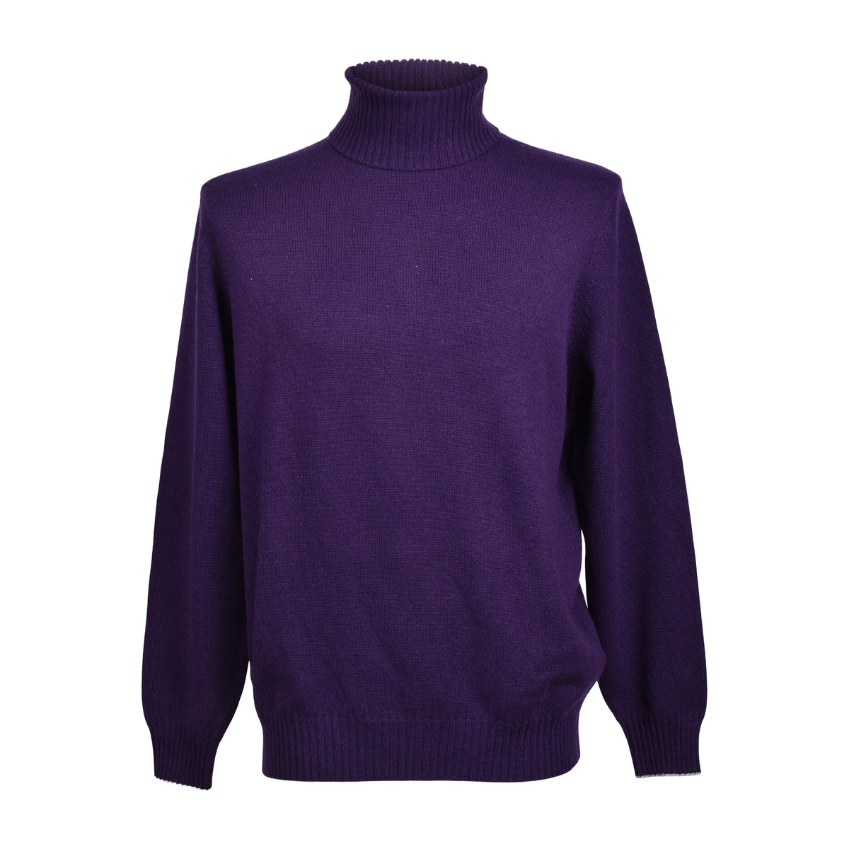 BRUNELLO CUCINELLI MEN'S PURPLE CASHMERE TURTLENECK SWEATER