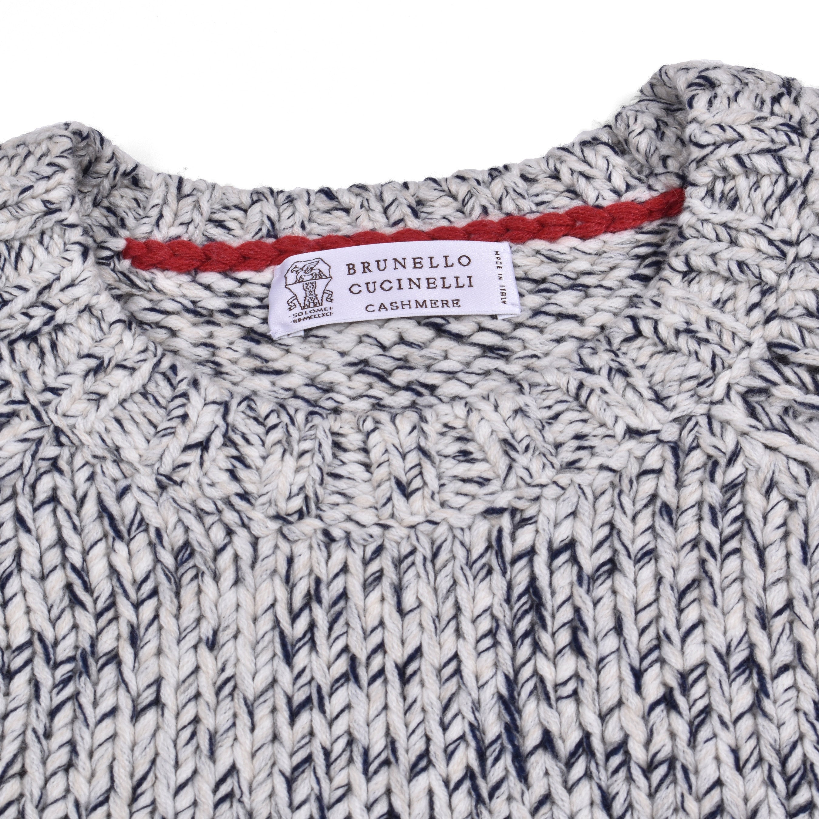 BRUNELLO CUCINELLI MEN'S GRAY CASHMERE KNIT CREW NECK SWEATER