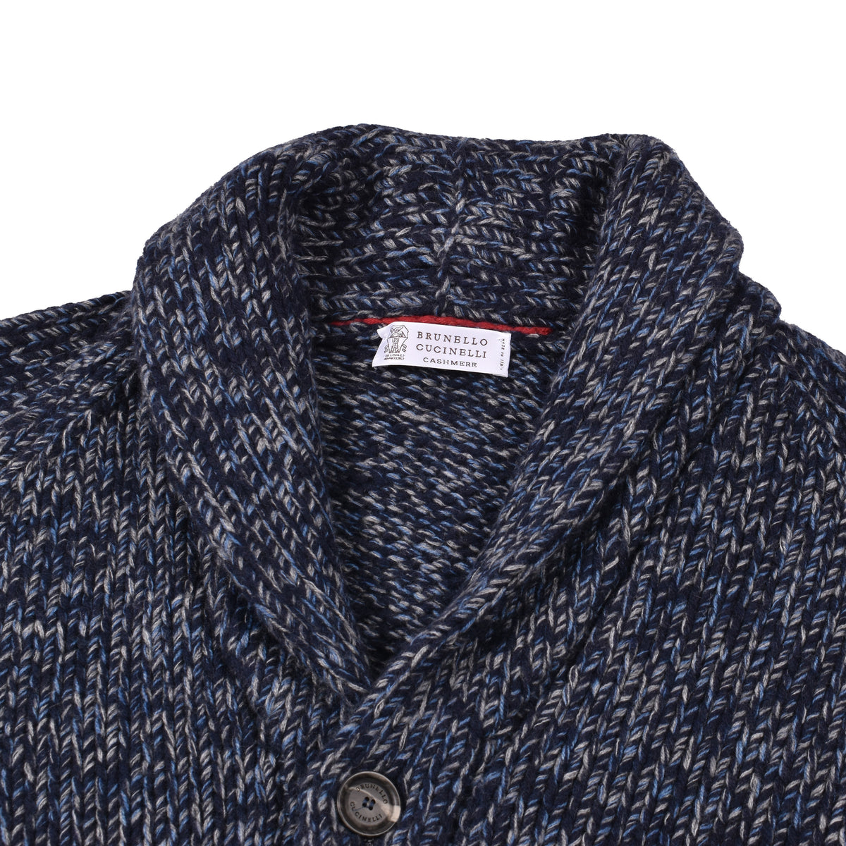 BRUNELLO CUCINELLI MEN'S BLUE CASHMERE KNIT SWEATER