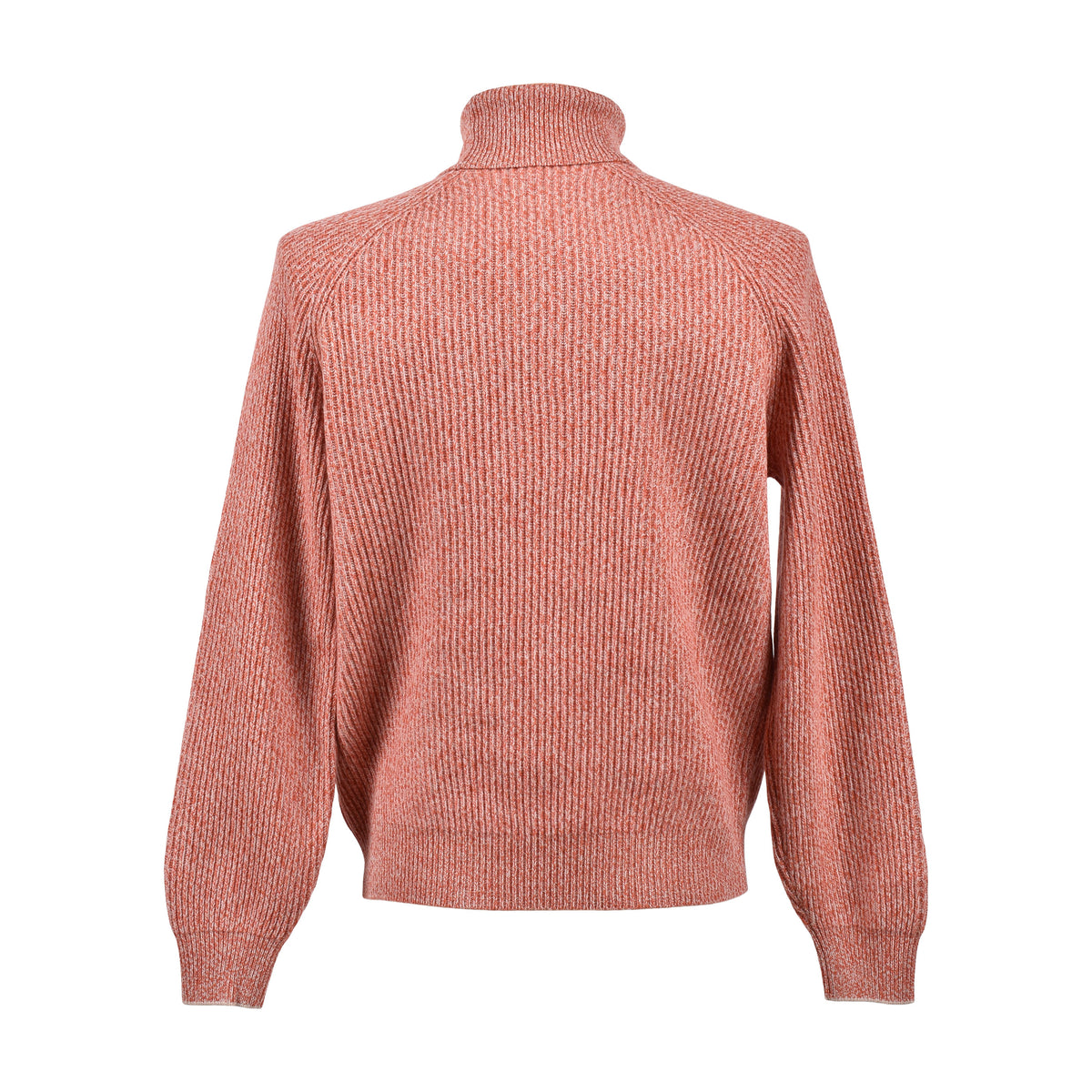 BRUNELLO CUCINELLI MEN'S ORANGE WOOL SILK TURTLENECK SWEATER