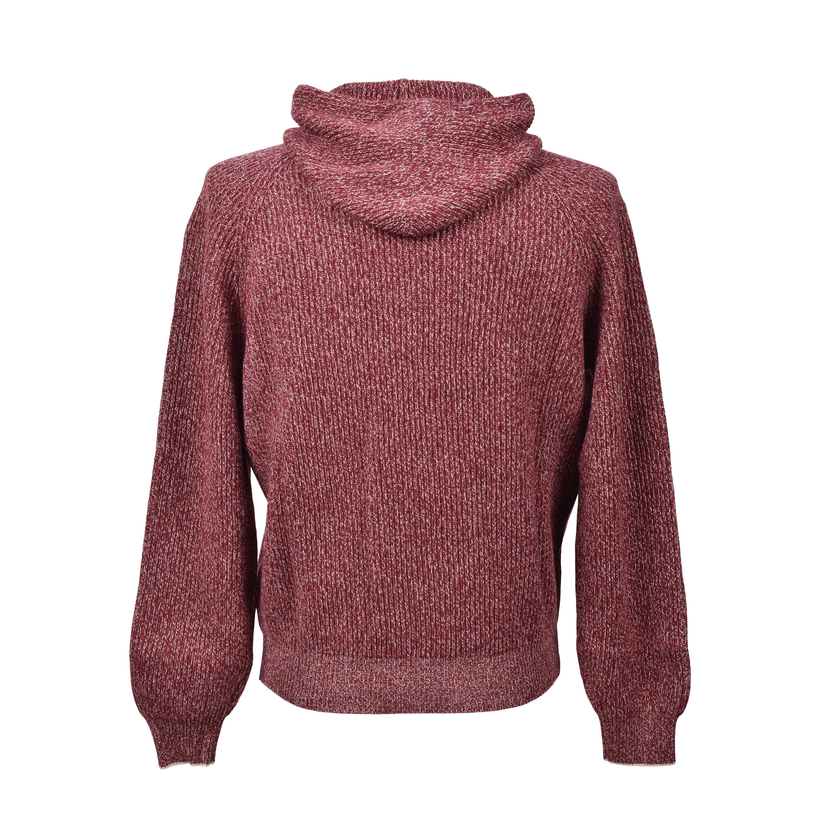 BRUNELLO CUCINELLI MEN'S RED CASHMERE BLEND KNIT HOODIE