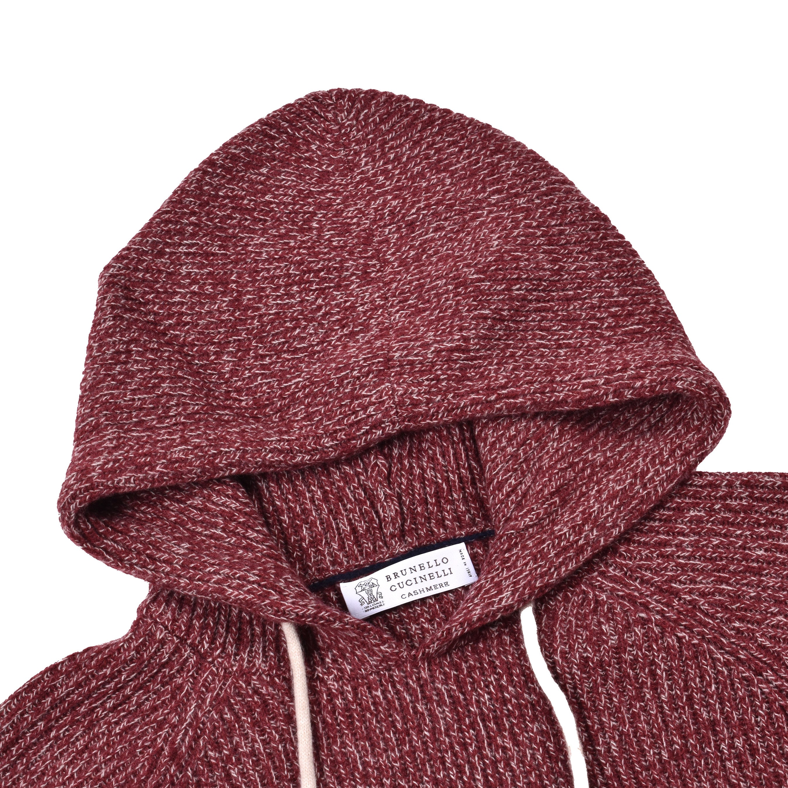 BRUNELLO CUCINELLI MEN'S RED CASHMERE BLEND KNIT HOODIE