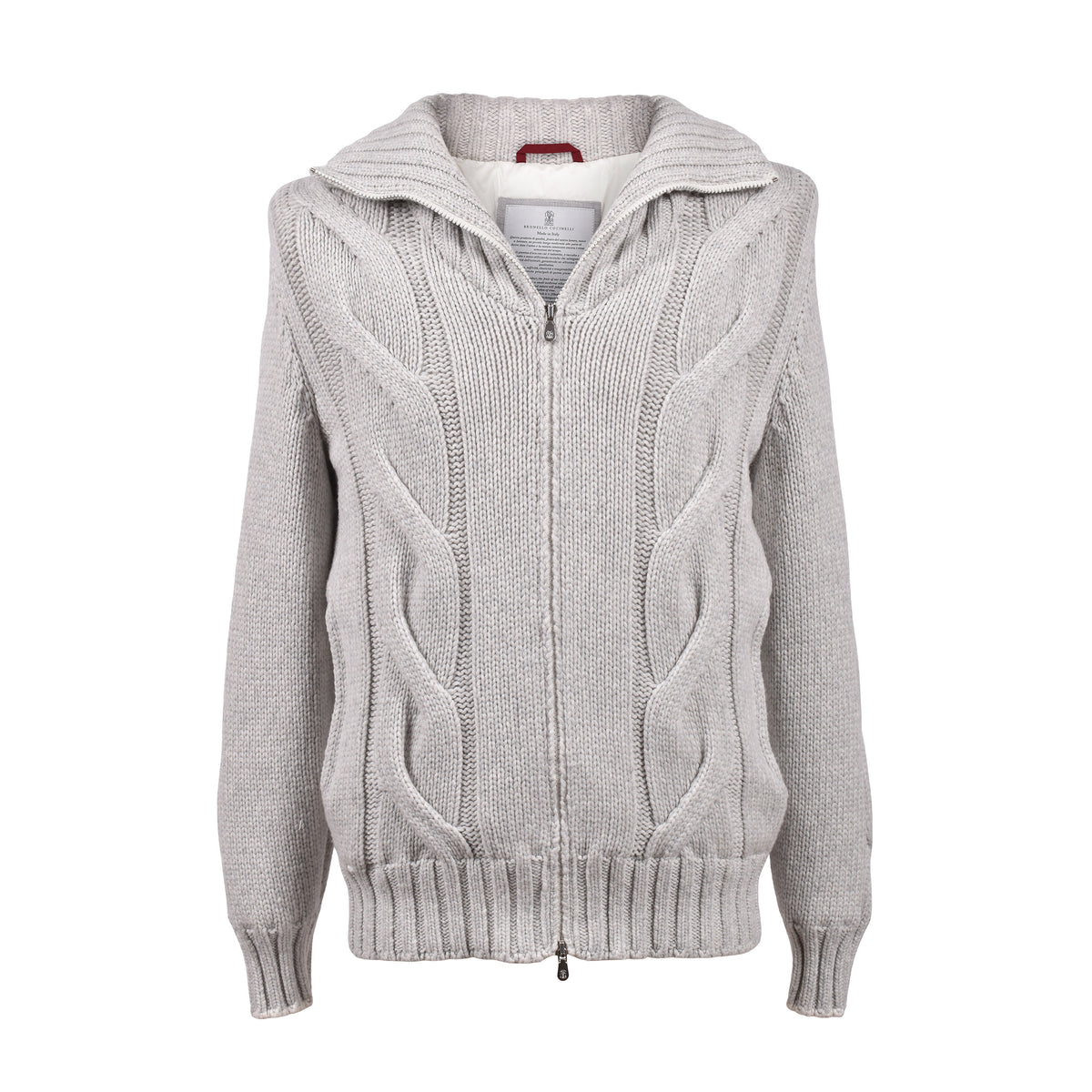 BRUNELLO CUCINELLI MEN'S 100% CASHMERE CARDIGAN STLYE CABLE KNIT PUFFER JACKET