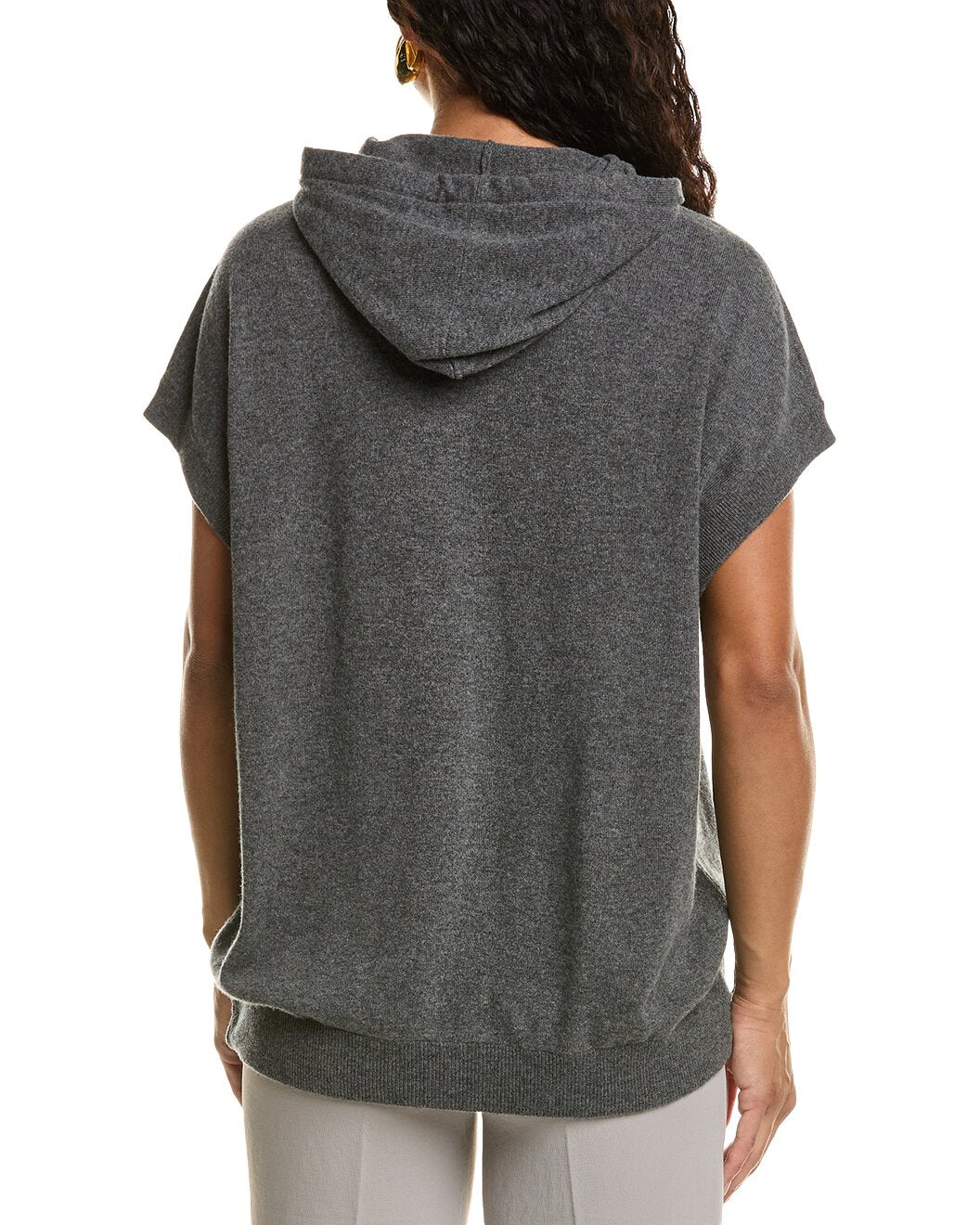 BRUNELLO CUCINELLI WOMEN'S LEAD WOOL SILK HOODED SLEEVELESS SWEATER